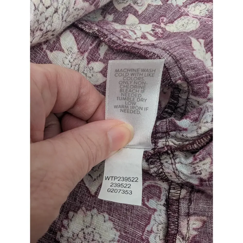 J. Jill Love Linen Tiered Floral Tank Top XL Petite Beachy Vacation Travel Boat